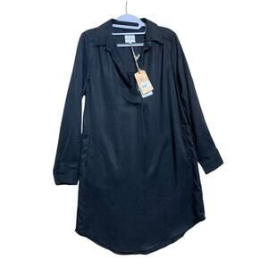 FAT FACE Black Tencel HARPER Shirt Dress Sz 4 NWT